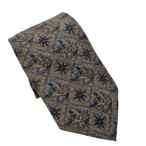 Stafford Executive Mens Tie Silk Geometric Floral Pattern Navy Gold Costa Rica